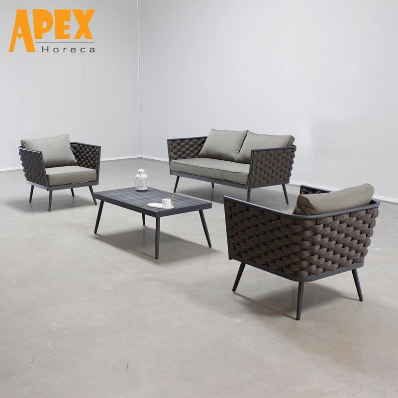 Wholesale Customized Modern Rope Weave Outdoor Garden Patio Bistro Home Hotel Aluminium Frame Furniture Sofa