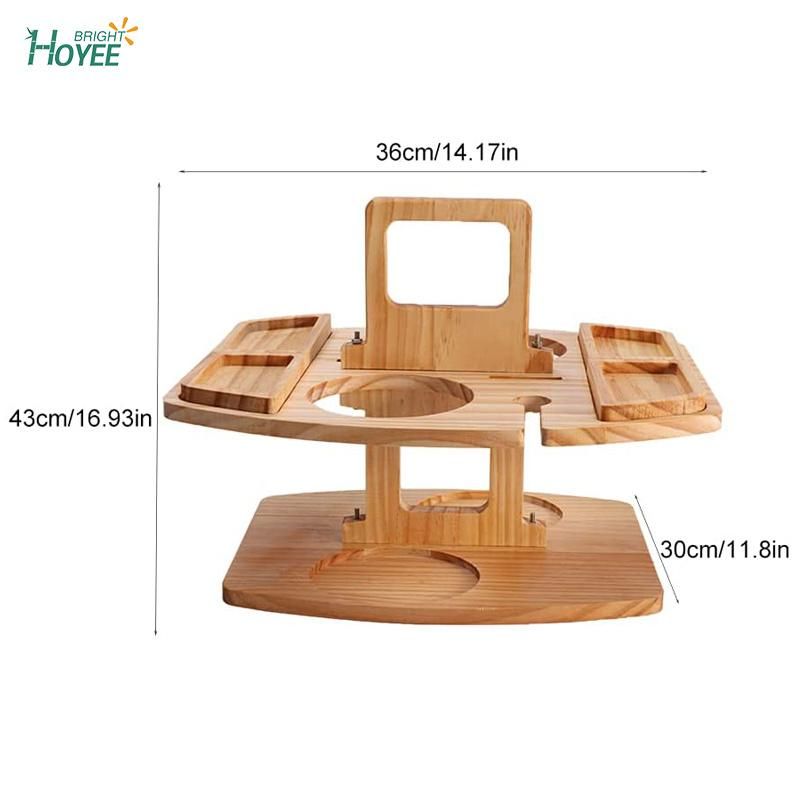 Bamboo Wooden Outdoor Folding Picnic Table with Wine Holder