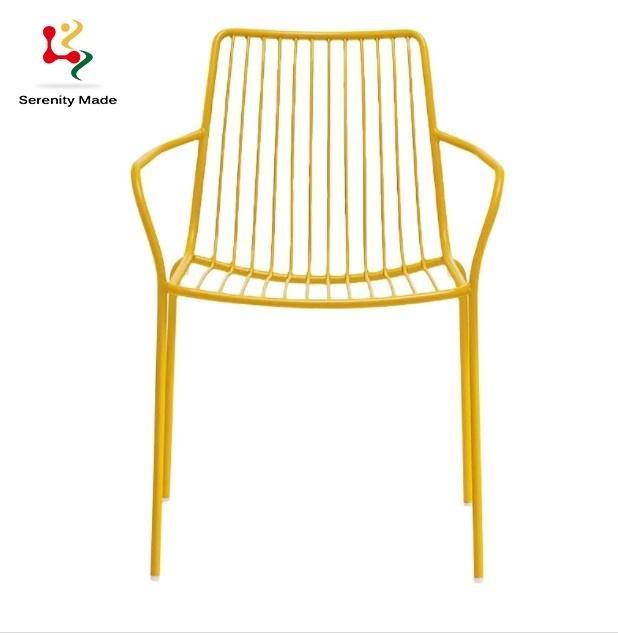 Modern Outdoor Colorful Garden Metal Dining Chair Wire Metal Frame Dining Restaurant Cafe Hotel Chair
