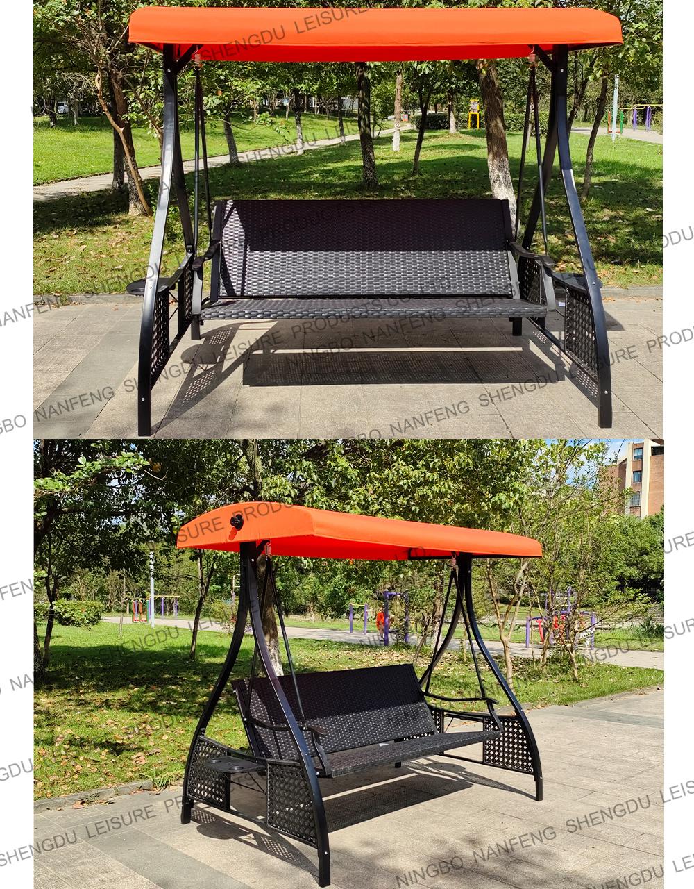 Canopy Swing Chair, Porch Swings Bench, Canopy Glider, with Adjustable Tilt, Extra Thick Removable Cushion, Cane Chair
