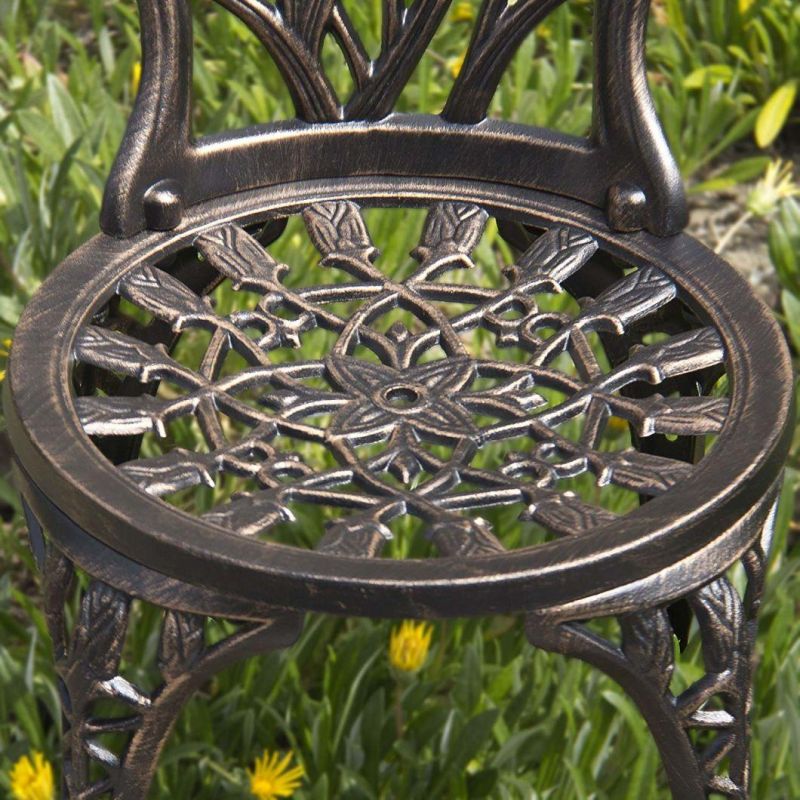 Patio Sense 3 Piece Aluminum Bistro Set, Antique Bronze, Cast Iron Furniture Sets