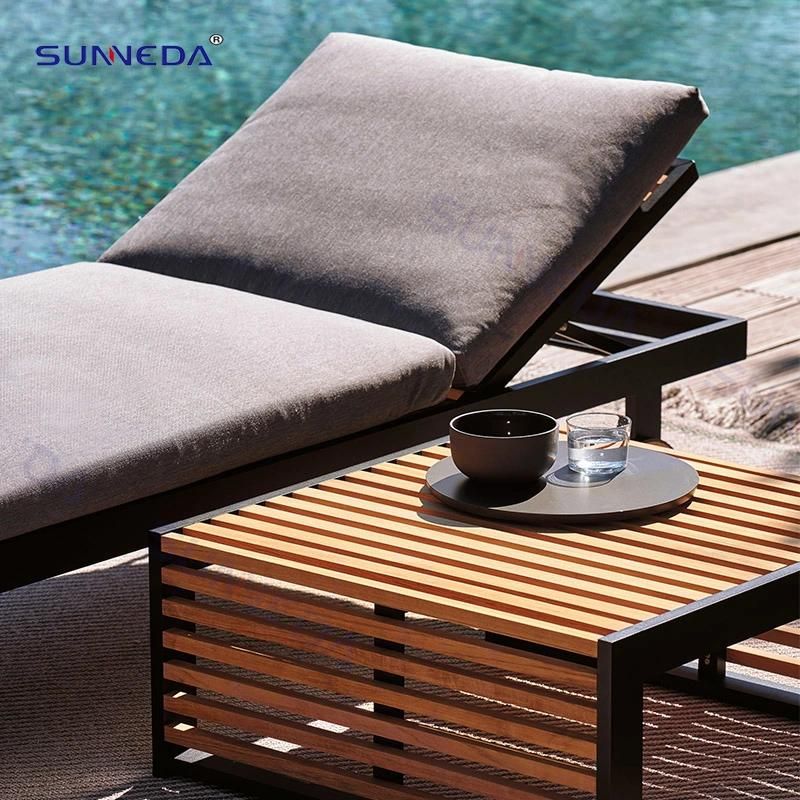 Adjustable Aluminum Frame Furniture Garden Lounger Recumbent Beds with Wheels