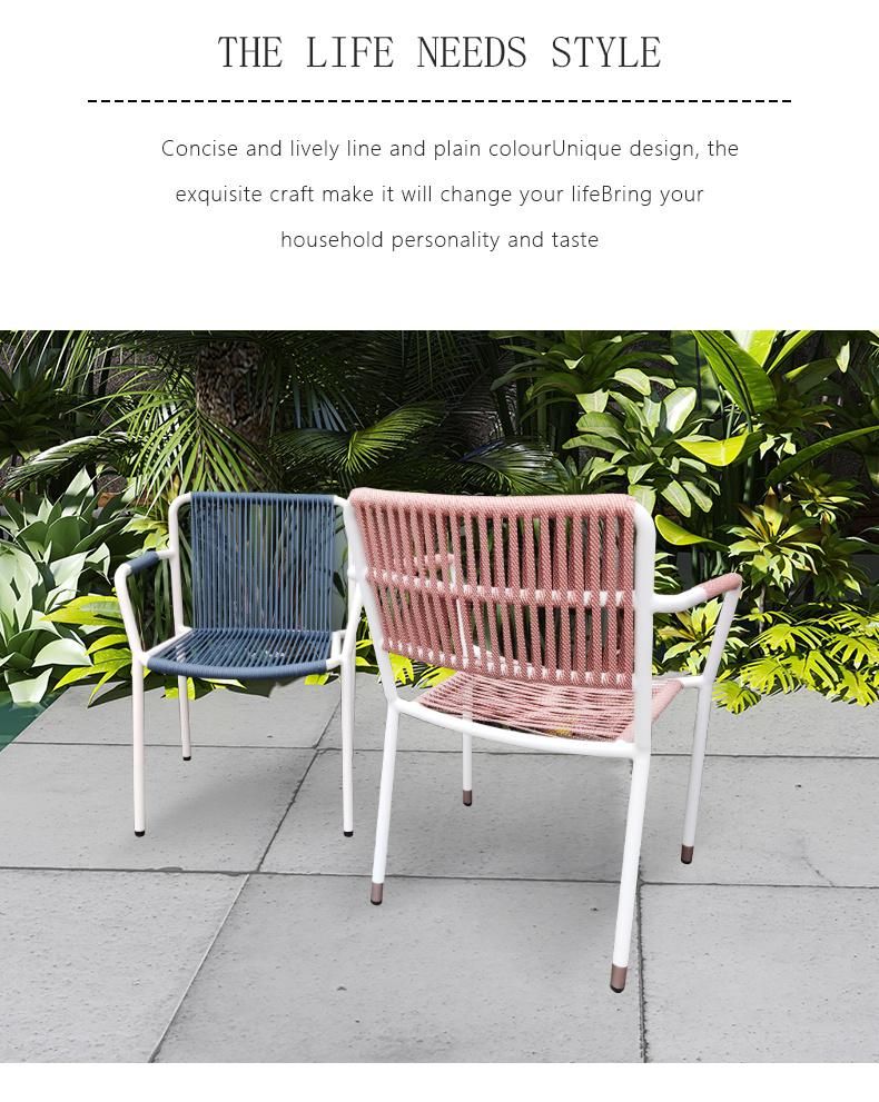 High Quality New Rope+Aluminum OEM Carton Foshan Table and Outdoor Rattan Furniture Garden Chair