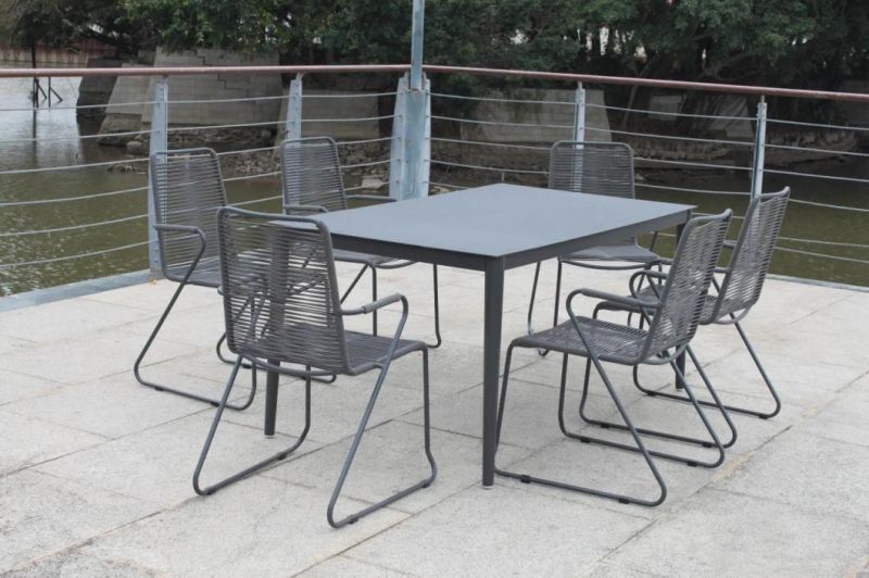 Customized Black Patio Set Square Outdoor Dining Table for 8