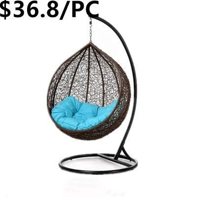 Pear Shape Patio Garden Dining Furniture Steel Rattan Swing Hanging Chair
