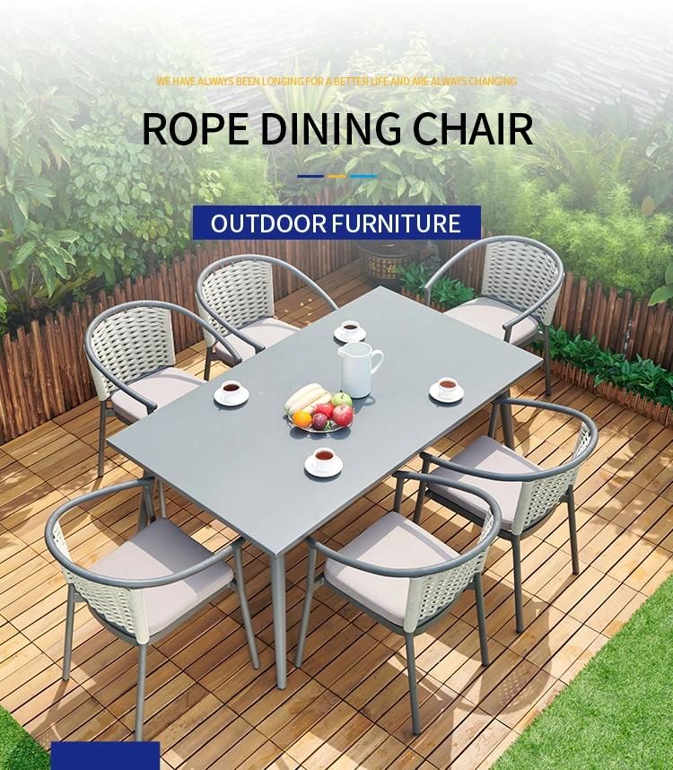 Vangarden Stackable Outdoor Woven Rope Cafe Dining Chair