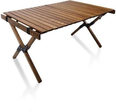 47inch Great Price Walnut Brown Outdoor Roll Wooden Folding Table