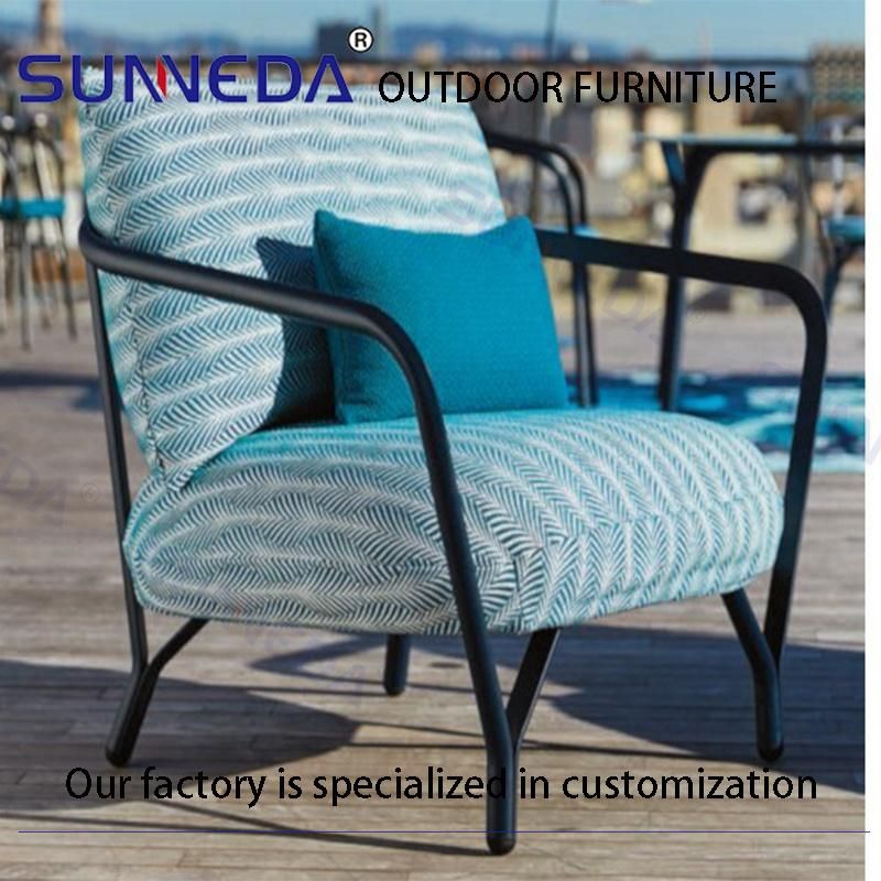 All-Aluminum End Table with Double Sofa and Tarpaulin Cushion