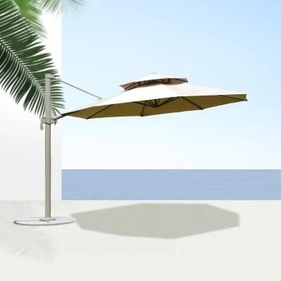 Leisure Patio Metal Rome Umbrella Adjustable Big Parasol with Marble Base
