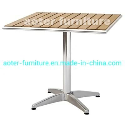 Commercial Dining Table Aluminum Poly Wood Top Outdoor Bistro Restaurant Table