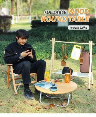 Ultralight Mini Portable Folding Beech Wood Round Camping Picnic Table