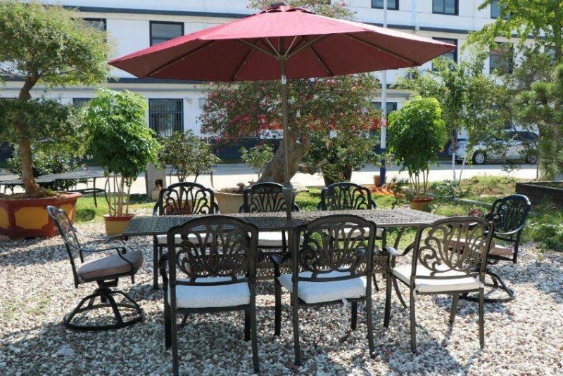Outdoor Aluminum Garden Furniture Set Patio Dining Oval Table Furniture Dining Table Set