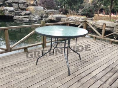 Outdoor Garden Leisure Furniture Steel Glass Round Camping Table