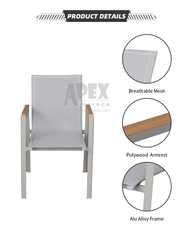 Outdoor Aluminum Dining Chair with Poly Wood Garden Chair