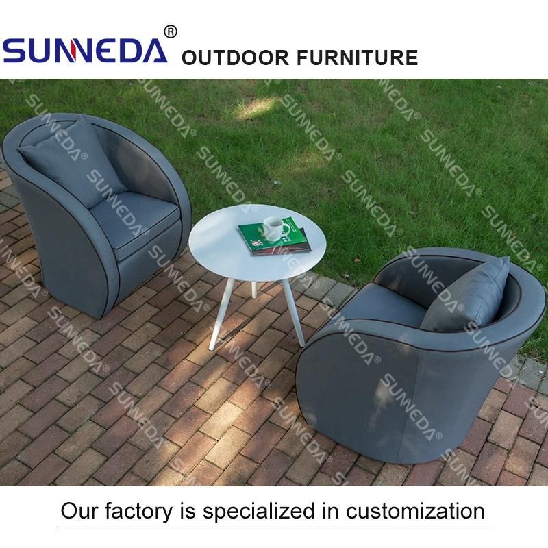 Simple Modern Garden Furniture Single Sofa Set with Tea Table Comfortable Sofa with Cushion