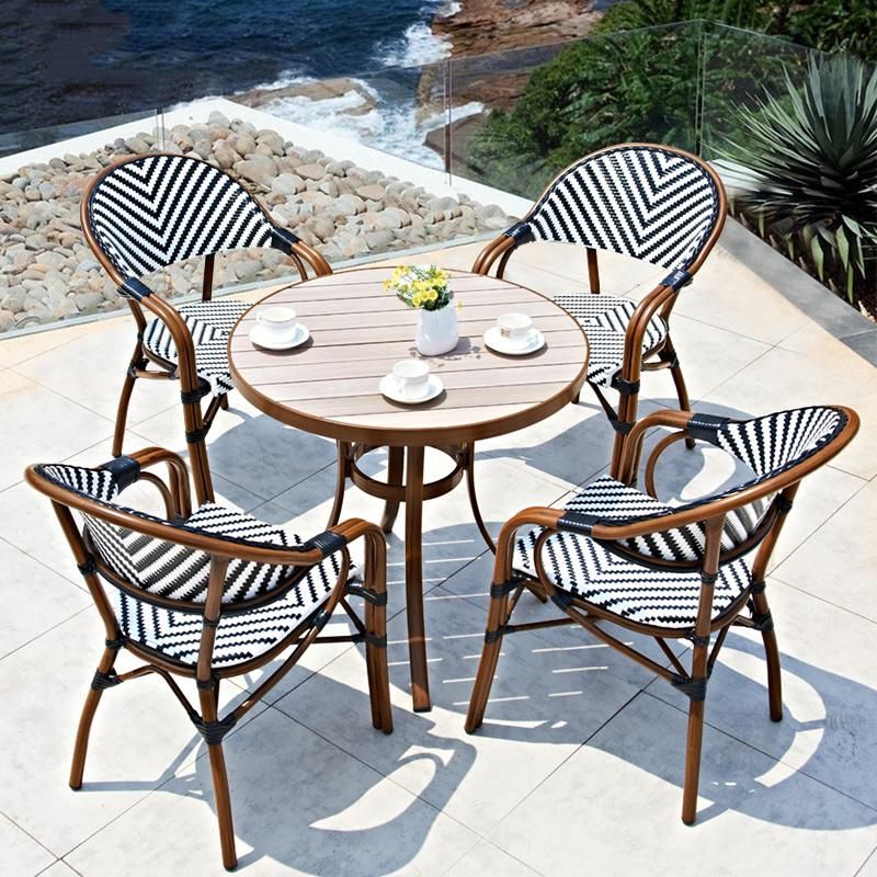 Rattan Furniture Outdoor Restaurant Rattan Chairs and Teakwood Tables Set for Dining (SP-OC367)