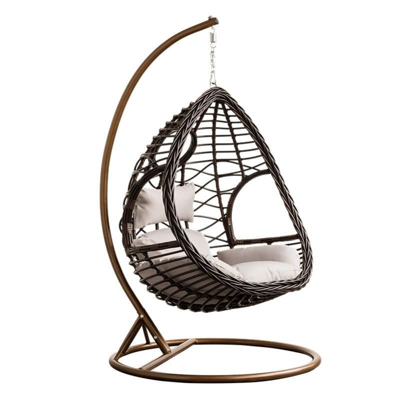 Fashionable Confortable Leisure Rattan Patio Hanging Egg Headrest Swing Chair