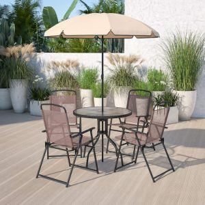 Outdoor Furniture 4PCS Garden Table and Chair Set with Umbrella Patio Dining Set