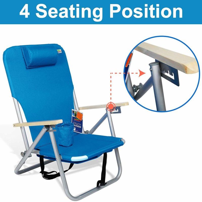 New Backpack Beach Chair Folding Portable Chair Blue Solid Construction Camping