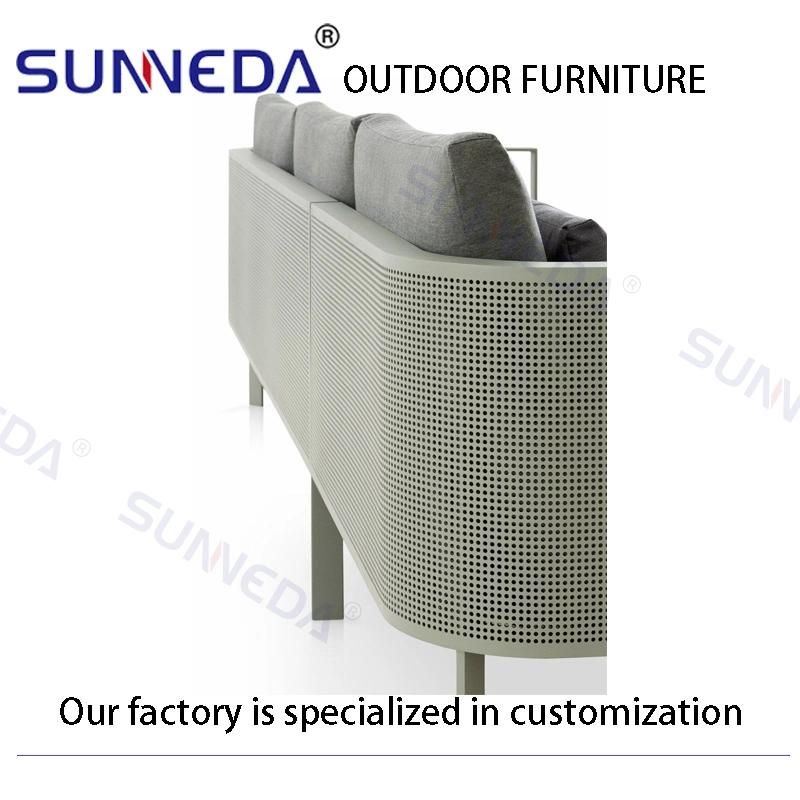 Hot-Selling Patio Outdoor Aluminum Meshed Frame Sofa with Cushion