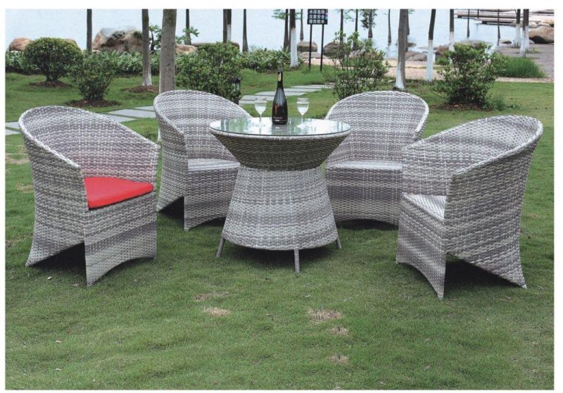 Rattan Outdoor Furniture Sets for Garden Coffee Table Chairs, Wicker Garden Furniture Sets with 4PCS Chairs and 1 Table