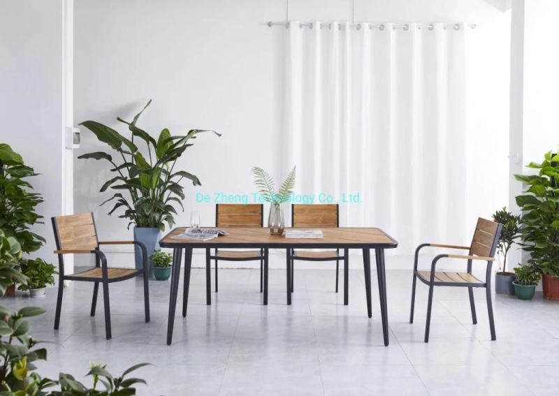 Wooden Looking Outdoor Durable Modern Teak Wood Dining Table