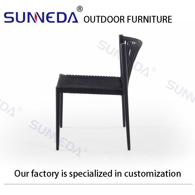 Garden Furniture Aluminum Round Outdoor Coffee Table with Stainless Steel Base