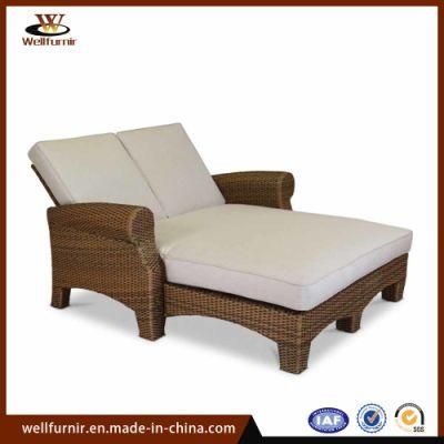 Outdoor Rattan Chaise Lounge with High Dense Waterproof Cushion (WF050019)