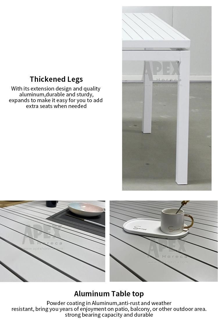 Outdoor Patio Expandable Dining Table Multifunction Aluminum Table