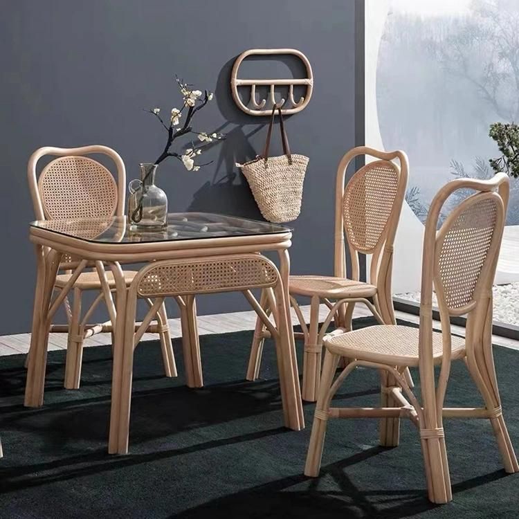 Special Wooden Technology Wooden Frame with Natural Rattan Back and Seat Modern Restaurant Dining Chair