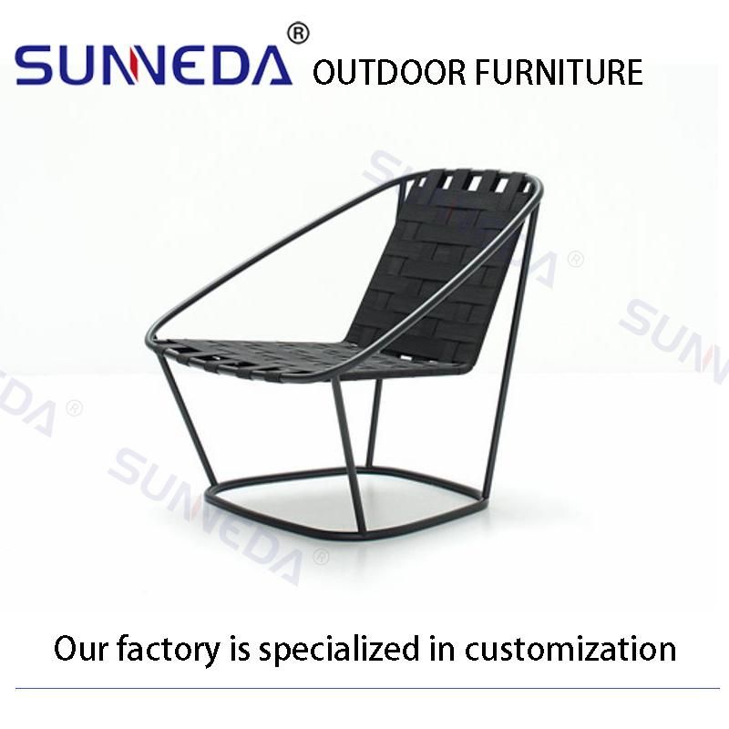 Outdoor Hot-Selling Simple Patio Weave Wide Flat Webbing Chaise Chair