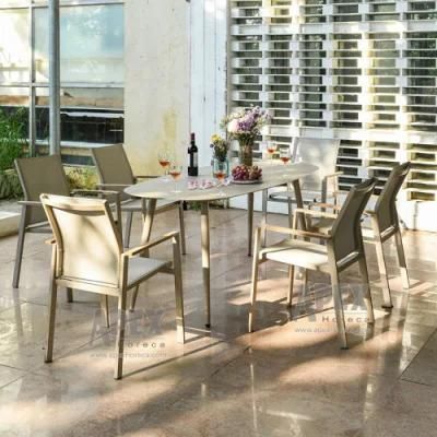 Outdoor Patio Dining Table Chairs Garden Furniture Aluminum Armrest Chair