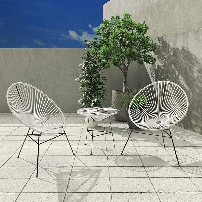Factory Directly Armchair Indoor Outdoor Furniture White PE Rattan Metal Garden Chair