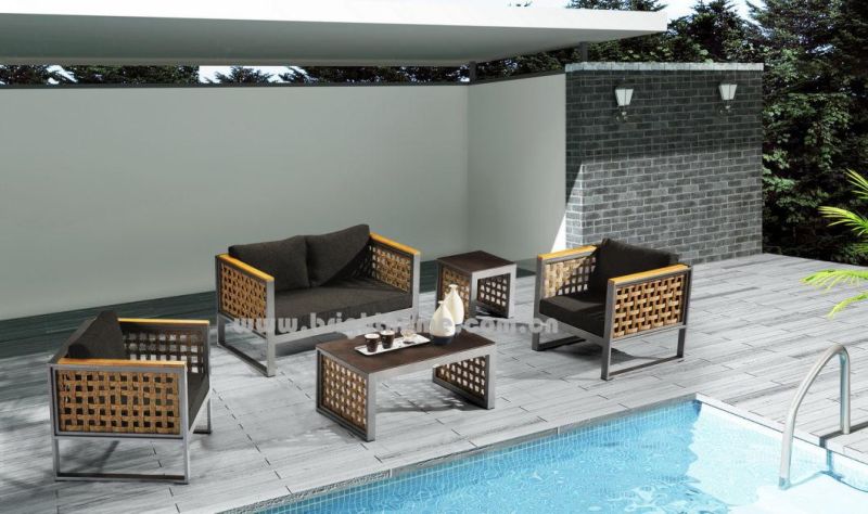 Aluminium Rope Outdoor Wicker Textilene Weaving Outdoor Sofa Furniture