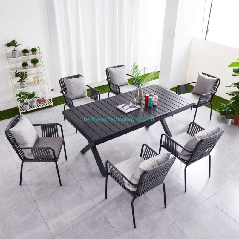 High Quality Garden Powder Coated Aluminium Outdoor Chair Modern New Design Chair Outdoor Leisure Weaving Rope Chair