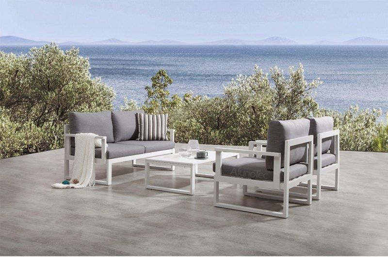 Wholesale Luxury Aluminum Grey Patio Furniture Table Loveseat Leisure Sofas Set Outdoor Garden Sofa