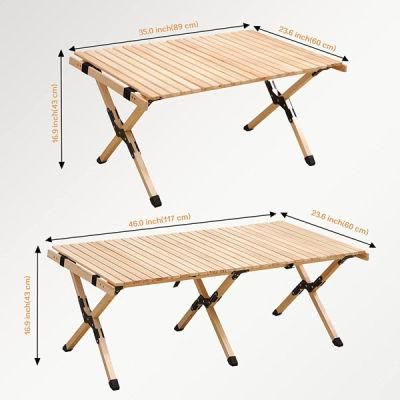 Outdoor Camping Picnic Portable Folding Egg Roll Wooden Table