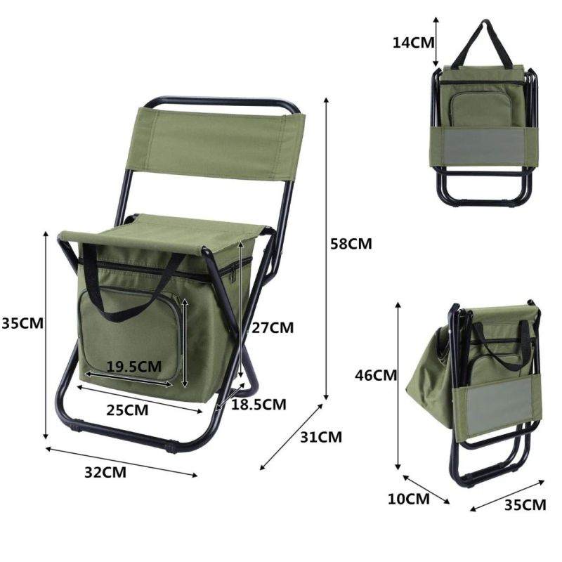 Double Oxford Cloth Cooler Bag Portable Folding Camping Stool Backpack Chair Outdoor Folding Chair Wyz19475