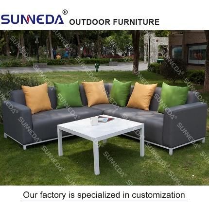 Outdoor Upholstered Simple Furniture Beach Pool Fabric Sofa Furniture with Pillow