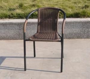 Patio Outdoor Rattan Wicker Furniture Steel Stack Chair Welded Frame