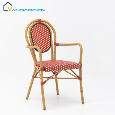 Vangarden French Vintage Bistro Rattan Dining Chair with Armrest