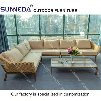 Sunneda Modern Rattan Wicker Outdoor Garden Hotel Corner Sofa