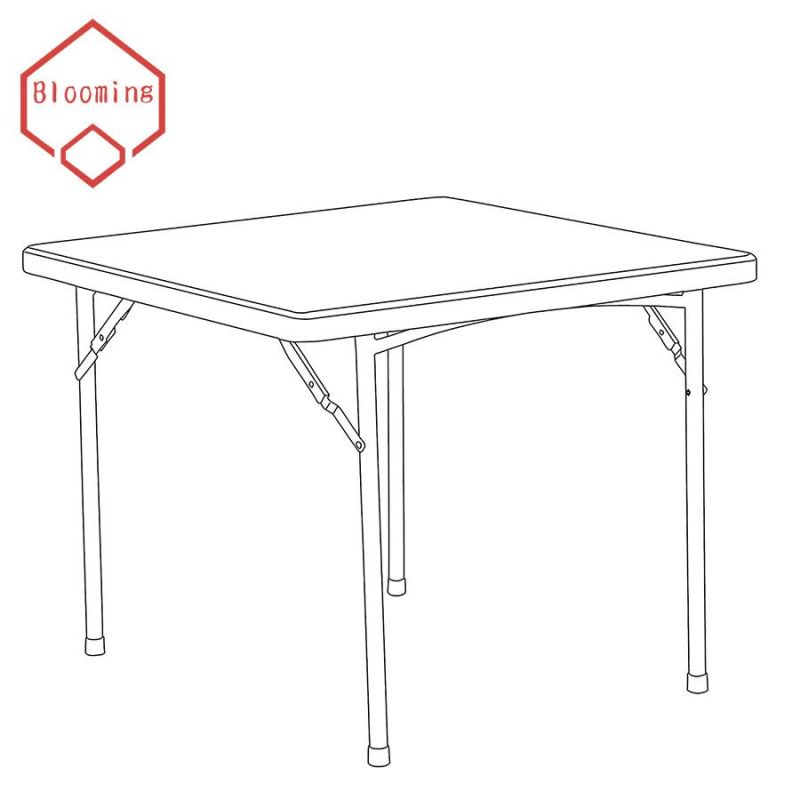 White Square Portable Outdoor Plastic Dining Table for 4 Person
