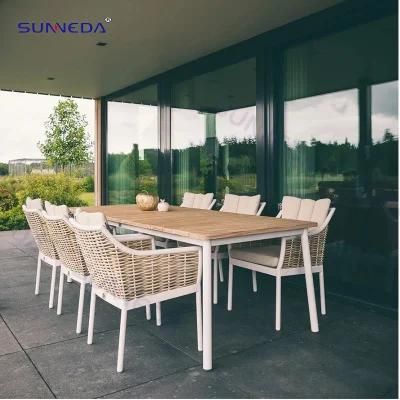Outdoor Table and Chair Wit Aluminum Frame Round PE Rattan