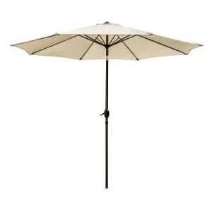 9FT Beige Color Steel Frame Patio Umbrella