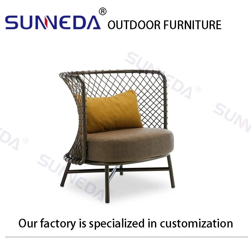 Minimalism Patio Sofa Set Round Webbing with Tarpaulin Seat and Back