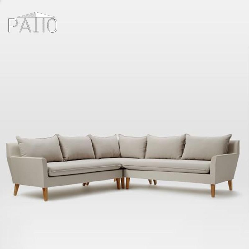 Wood Garden Set Wooden Material Outdoor Furniture All Weather L-Shape Teak Sofa