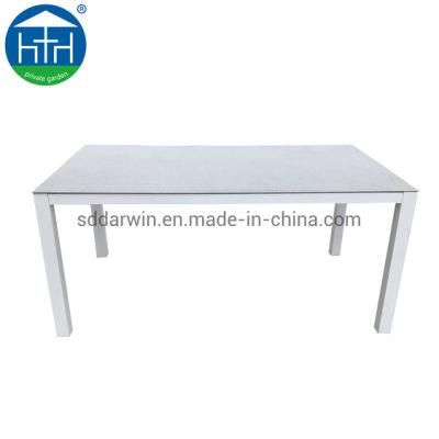 Brushed Aluminum Frame Outdoor Garden Modern Polywood Furniture Dining Table Set