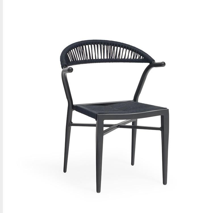 Black Cheap Aluminum Chairs with Round Cotton Rope Kids Park Bench Garden Furniture