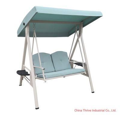 2 Seats Steel Frame Swing Chair with Canopy Cushion